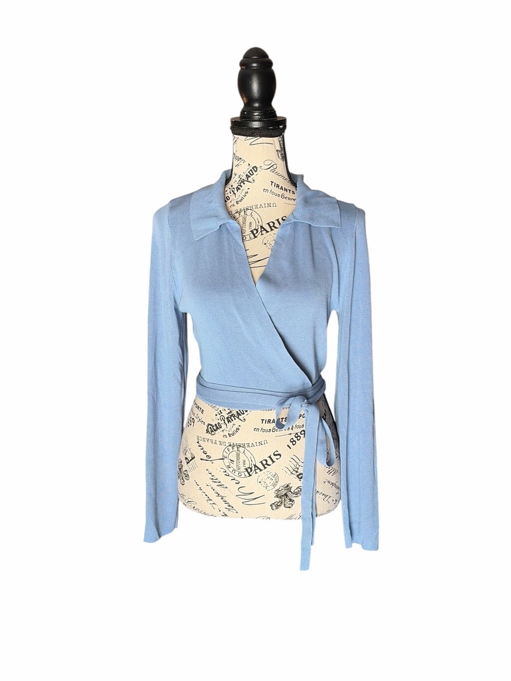 525 America Polo Wrap Top Waterfall Blue NWT Size Small